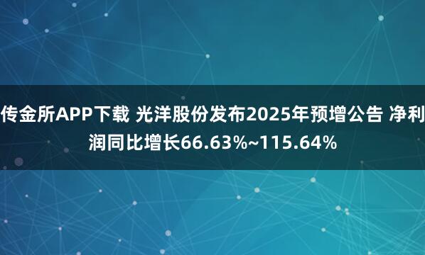 传金所APP下载 光洋股份发布2025年预增公告 净利润同比增长66.63%~115.64%